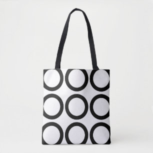 Black and White Circle Geometric Pattern Tote Bag