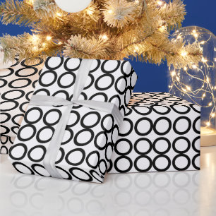 Black and White Circle Geometric Pattern Wrapping Paper