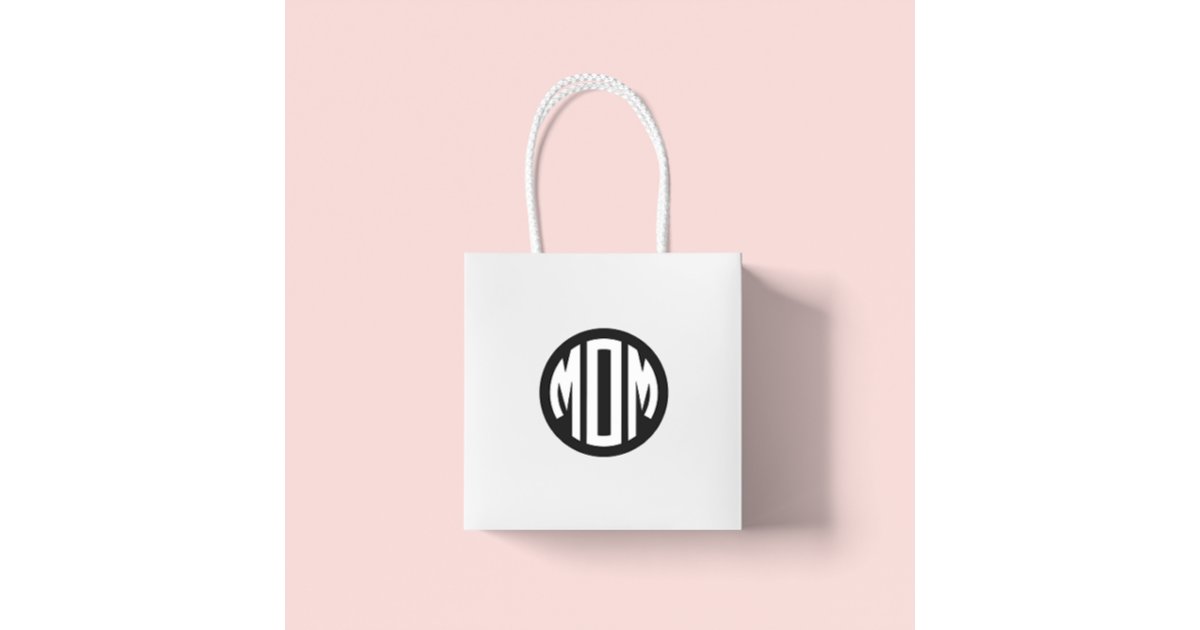 Black and White Circle Monogram MOM Classic Round Sticker | Zazzle