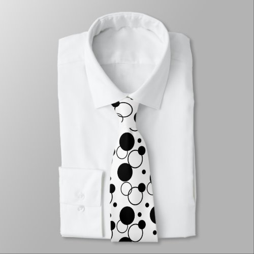 Black and White Circle Neck Tie