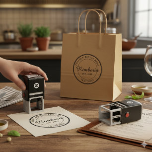 Black and White Circle Professional Logo Self-inking Stamp