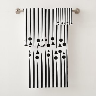 Black and White Circle Triangle Stripe Pattern