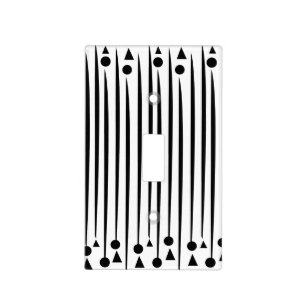 Black and White Circle Triangle Stripe Pattern Light Switch Cover