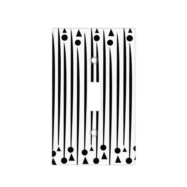Black and White Circle Triangle Stripe Pattern Light Switch Cover (Front)