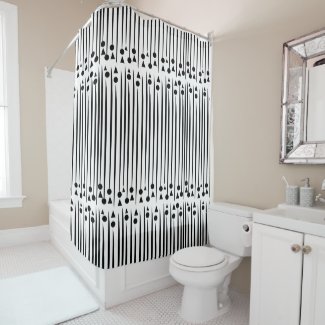 Black and White Circle Triangle Stripe Pattern