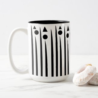 Black and White Circle Triangle Stripe Pattern