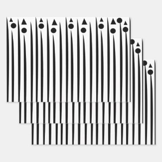 Black and White Circle Triangle Stripe Pattern