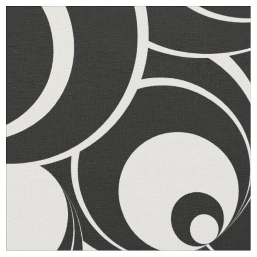 Black and White Circles Abstract Fabric