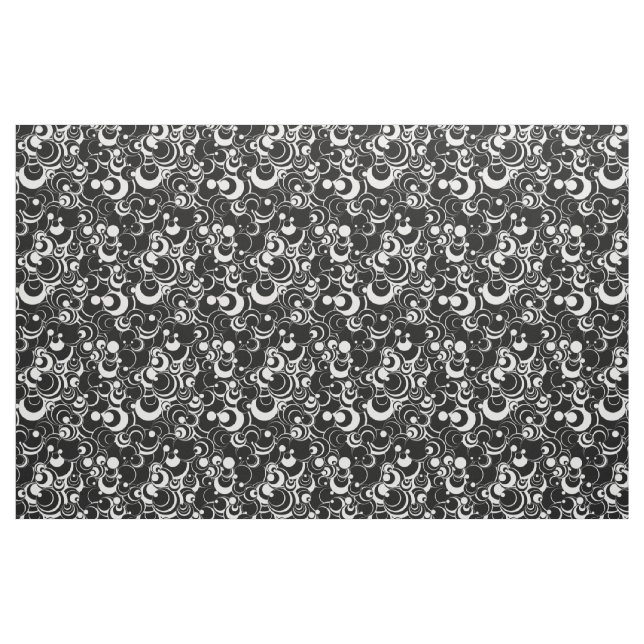 Black and White Circles Abstract Fabric 2