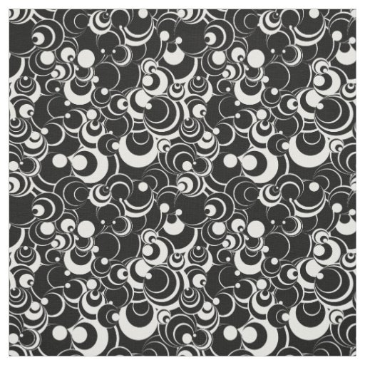 Black and White Circles Abstract Fabric 2