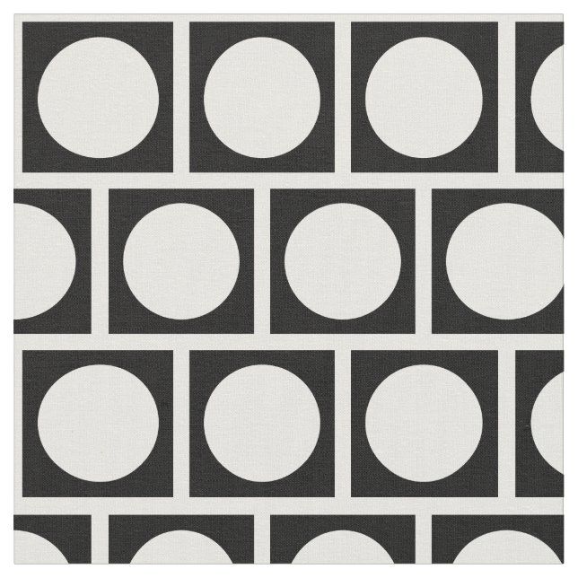 Black and White Circles and Squares Fabric (Close Up)