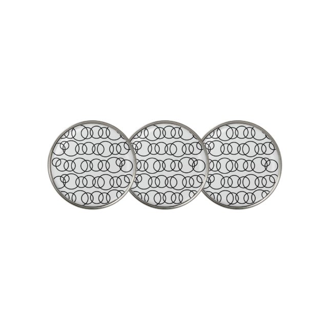 Black and White Circles Bubble Pattern Golf Ball Marker (3 Up)