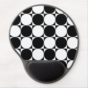 BLACK AND WHITE CIRCLES GEL MOUSE PAD
