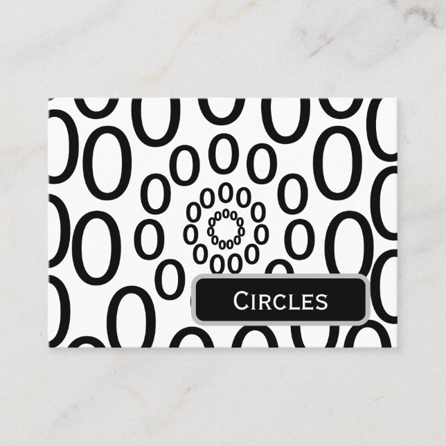 Black and White Circles Geometric Business Card (Front)