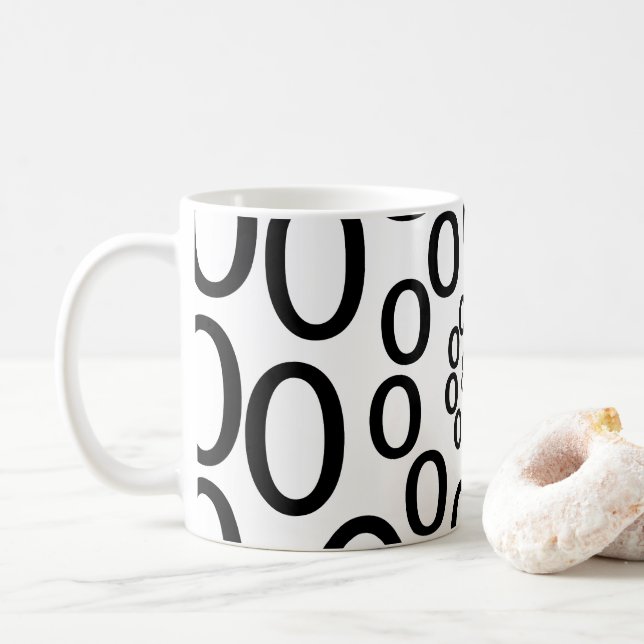 Black and White Circles Geometric Coffee Mug (With Donut)