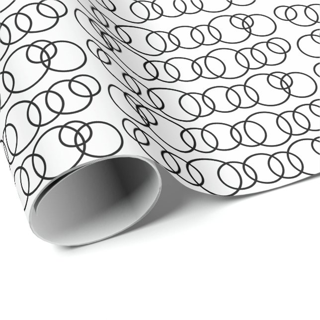 Black and White Circles Geometric Pattern Wrapping Paper (Roll Corner)