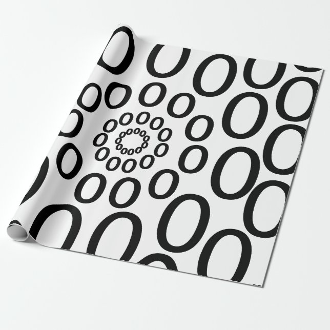 Black and White Circles Geometric Wrapping Paper (Unrolled)