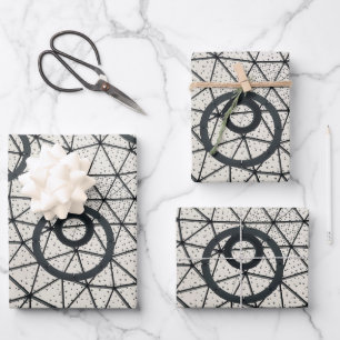 Black and White Circles Pattern Wrapping Paper Sheets