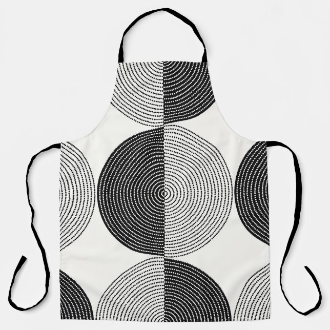 Black and white circles seamless pattern apron (Front)