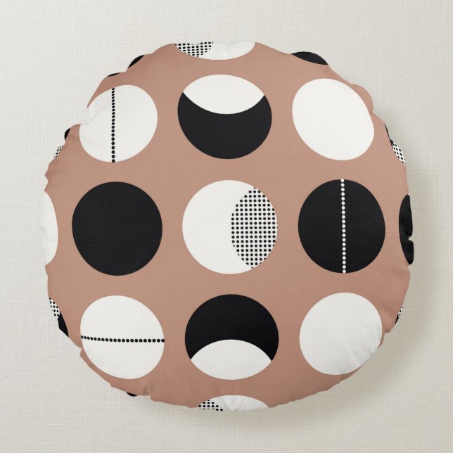 Black and white circles seamless pattern round pillow (Front)