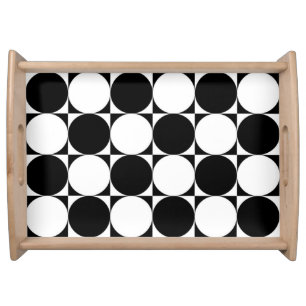 BLACK AND WHITE CIRCLES SERVING TRAY