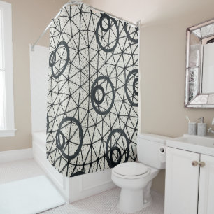 Black and White Circles Shower Curtain