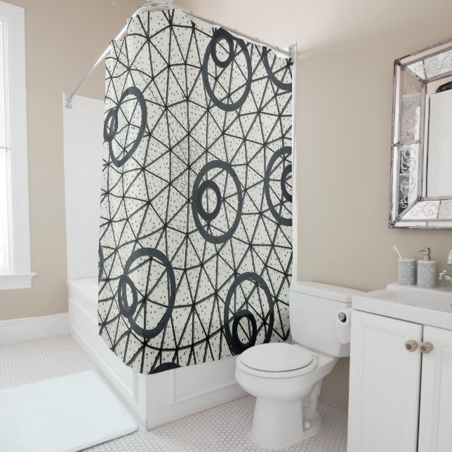 Black and White Circles  Shower Curtain (In Situ)