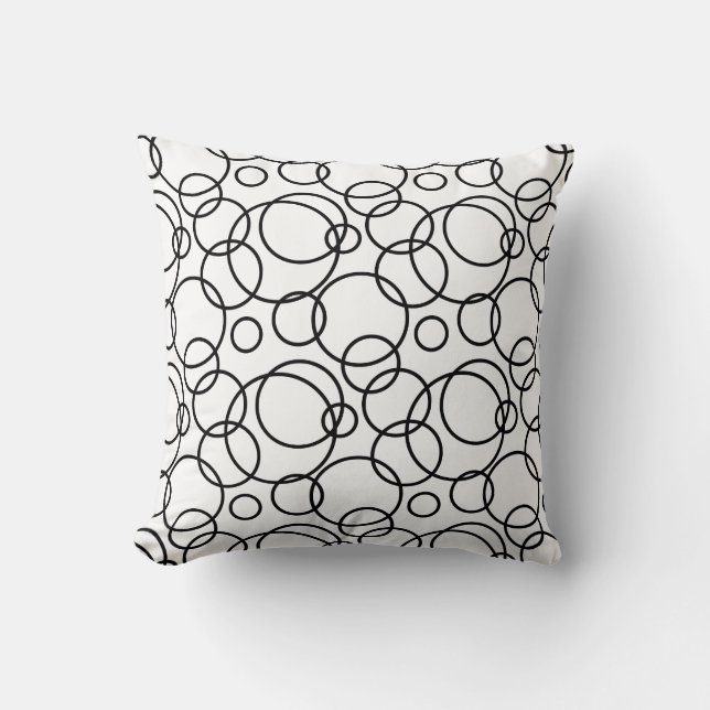 Black And White Circles Throw Pillow (Front)