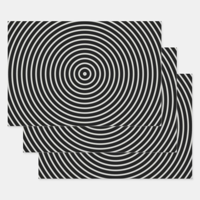 Black And White Circles Wrapping Paper Sheets (Set)