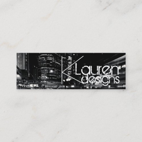 black and white city skinny business card