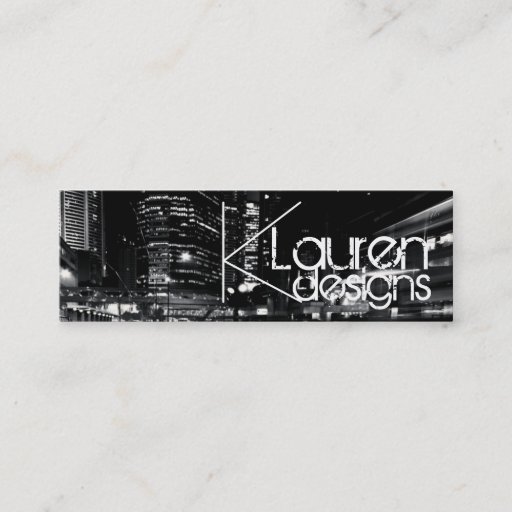 Customizable black and white city skinny business card