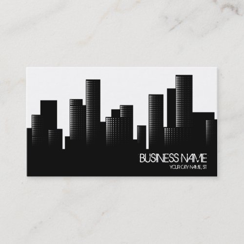 black and white cityscape business card template