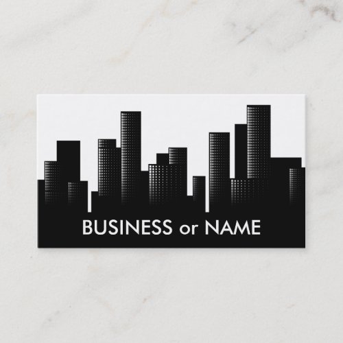 black and white cityscape business card template