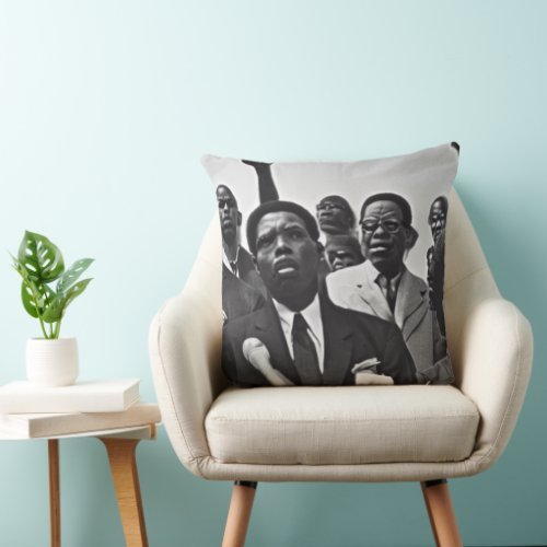 Black and white civil human rights day throw pillow