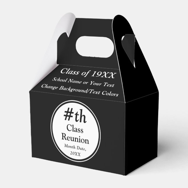 Black and White, Class Reunion Favor Boxes (Front Side)