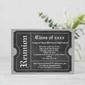 Black and White Class Reunion Ticket Invitations (Standing Front)