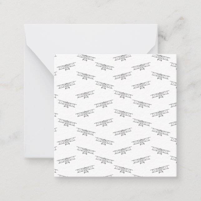 Black and White Classic Airplanes Pattern Planes Note Card (Front)