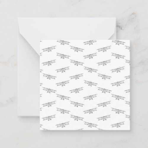 Black and White Classic Airplanes Pattern Planes Note Card