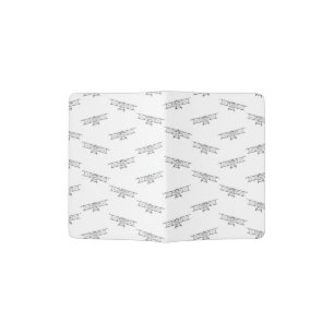 Black and White Classic Airplanes Pattern Planes Passport Holder