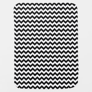 Black and White Classic Bold Chevron Design Stroller Blanket