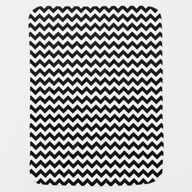 Black and White Classic Bold Chevron Design Stroller Blanket (Front)