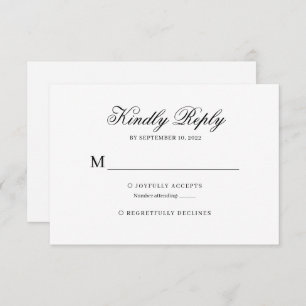 Black and White Classic Calligraphy Wedding Rsvp