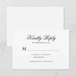 Black and White Classic Calligraphy Wedding Rsvp Card