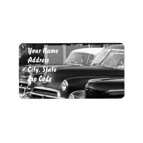 Black and White classic car address labels