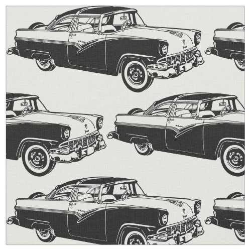 Black and White Classic Car Fabric