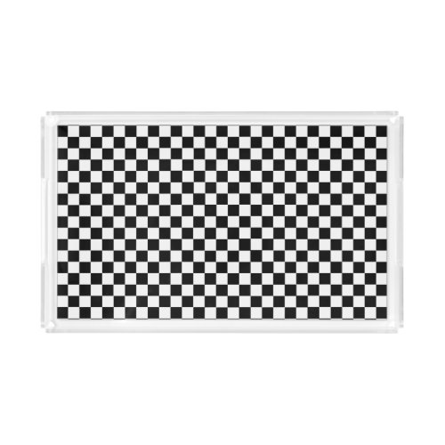 Black And White Classic Checkerboard Acrylic Tray