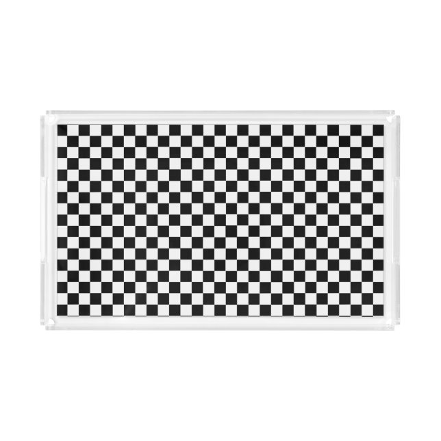 Black And White Classic Checkerboard Acrylic Tray (Front)