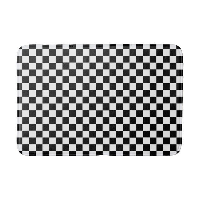 Black And White Classic Checkerboard Bathroom Mat (Front)