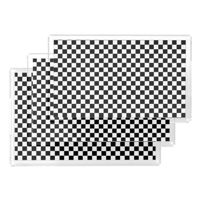 Black and White Classic Checkerboard by STaylor Acrylic Tray (Set)