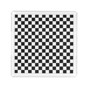 Black And White Classic Checkerboard by STaylor Acrylic Tray